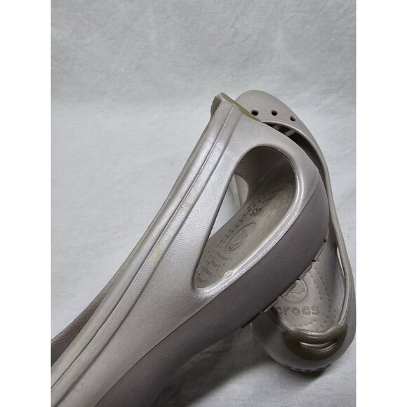 Crocs Silver Women's Kadee Slingback Flats Ballerina Slip on Shoes Sz 9 Women's - Picture 6 of 10